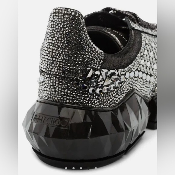 NEW Jimmy Choo’s Diamond Swarovski crystal F trainers in smoke metallic - Picture 5 of 13
